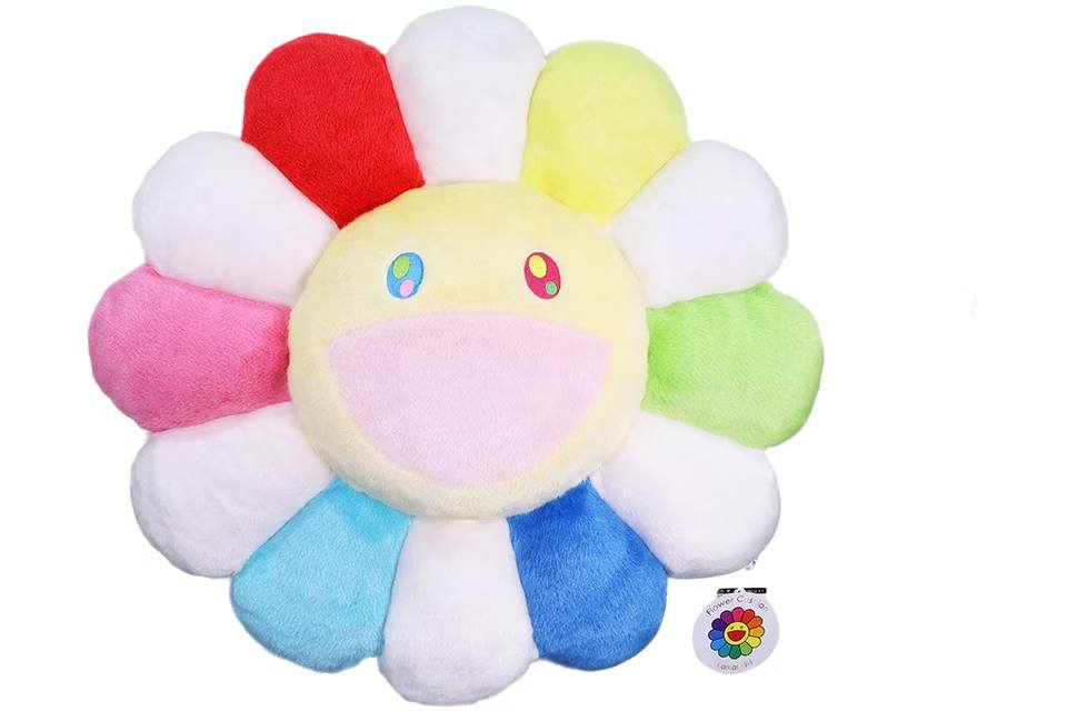 dd3bdb_8a3f4bb49b3748caad58240a1b313e1a~mv2 Takashi Murakami Flower Plush 60CM Rainbow/White/Yellow - Image 1